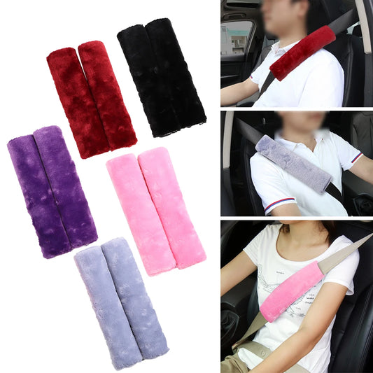 Plush Car Seat Belt Covers – Winter Comfortable Driving Shoulder Pads for Universal Cars